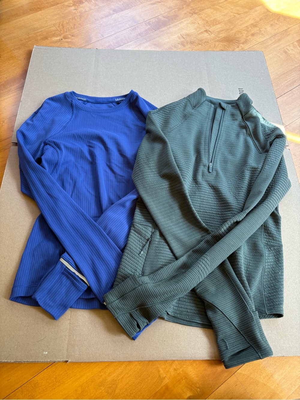 Womens Ribbed Crew & Quarter-Zip Sweaters - Blue & Olive